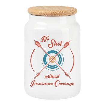 Archer - Cookie Jar with Wooden Lid - white - Front