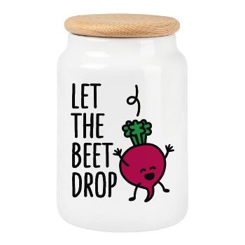 funny Let the beet drop - beat drop wordplay - Cookie Jar with Wooden Lid - white - Front
