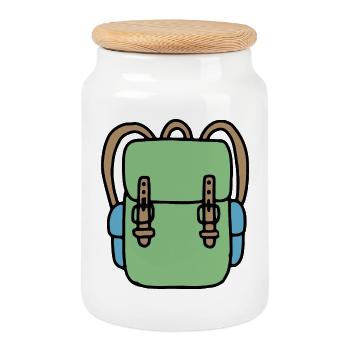 Backpack in green - Cookie Jar with Wooden Lid - white - Front