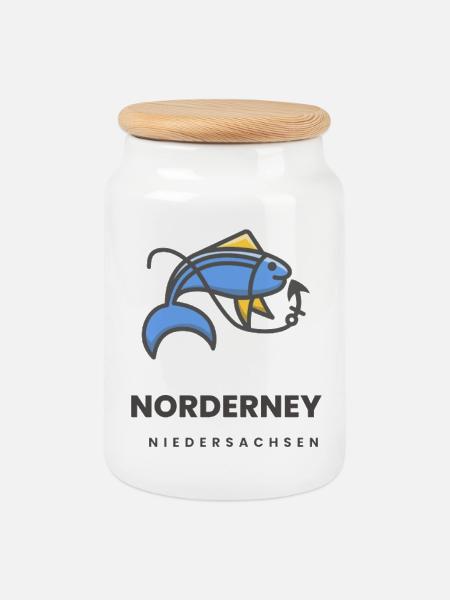 Norderney Niedersachsen - Keksdose mit Holzdeckel - Weiß