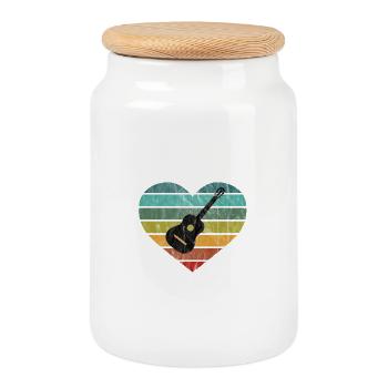 Ich liebe Gitarristen mit akustische Gitarre - Keksdose mit Holzdeckel - Weiß - Vorne
