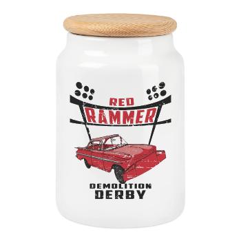 Red Rammer - Cookie Jar with Wooden Lid - white - Front
