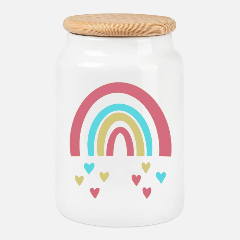Regenbogen - Keksdose mit Holzdeckel - Weiß