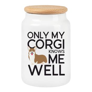 Nur mein Corgi kennt mich gut - Keksdose mit Holzdeckel - Weiß - Vorne