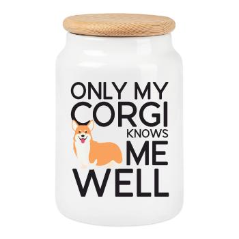 Nur mein Corgi kennt mich gut - Keksdose mit Holzdeckel - Weiß - Vorne