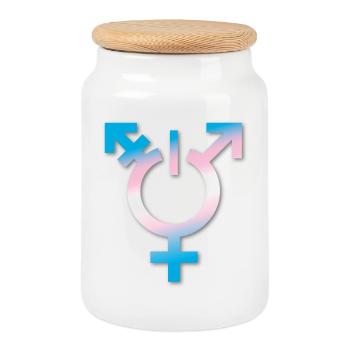 transgender flagge trans LBGTQ queer ON coming out - Keksdose mit Holzdeckel - Weiß - Vorne