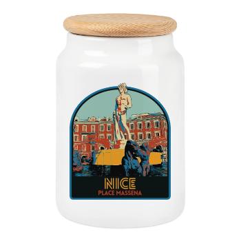 Illustration Place Massena in Nizza Côte d'Azur - Keksdose mit Holzdeckel - Weiß - Vorne