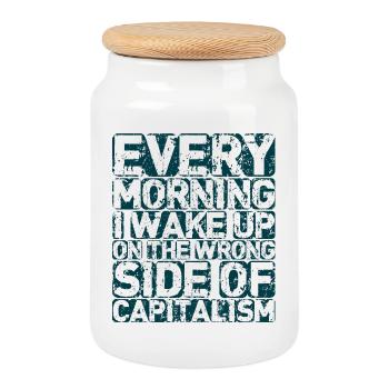 The Wrong Side - Cookie Jar with Wooden Lid - white - Front