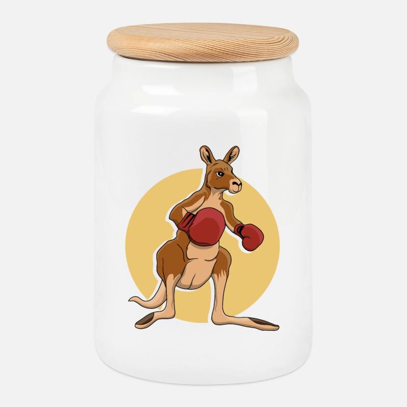 Känguru-Boxer - Keksdose mit Holzdeckel - Weiß