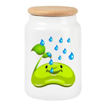 Hobby gardener small seedling - Cookie Jar with Wooden Lid - white - Front
