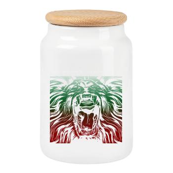 BG BULGARIA Lion Football Bulgarie Lion Armoiries - Boîte à biscuits avec couvercle en bois - blanc - Devant