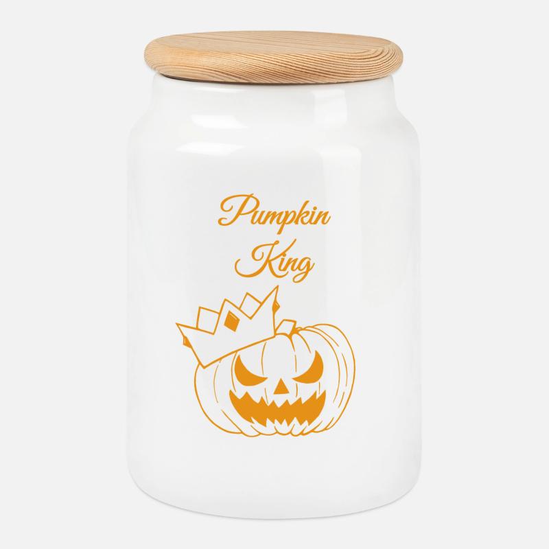 Pumpkin King - Cookie Jar with Wooden Lid - white