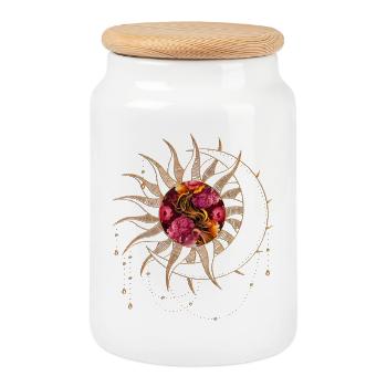 Merveilleux design floral élégant - Boîte à biscuits avec couvercle en bois - blanc - Devant