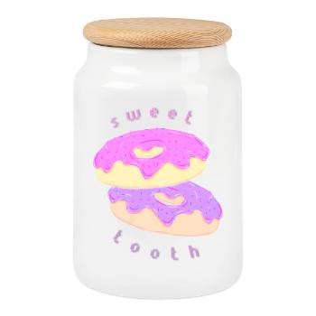 Dent sucrée - Boîte à biscuits avec couvercle en bois - blanc - Devant