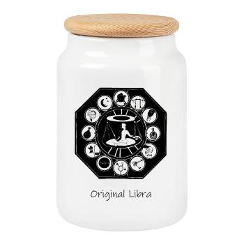 Zodiac sign Libra 002 black - Cookie Jar with Wooden Lid - white - Front
