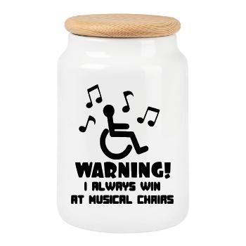 L’utilisateur d’un fauteuil roulant gagne toujours des chaises musicales * - Boîte à biscuits avec couvercle en bois - blanc - Devant