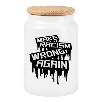 make racism wrong again - Cookie Jar with Wooden Lid - white - Front
