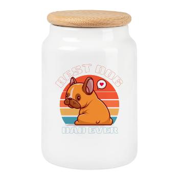 Best Dog Daddy Retro Sun - Cookie Jar with Wooden Lid - white - Front