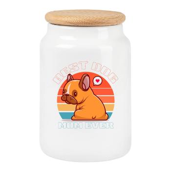 Meilleur Chien Maman - Boîte à biscuits avec couvercle en bois - blanc - Devant