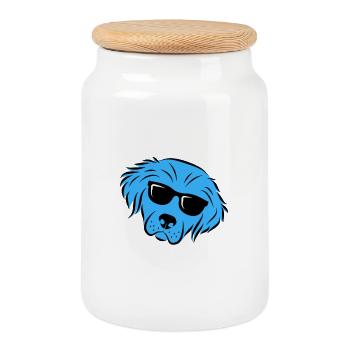 Bester blauer Hundevater - Keksdose mit Holzdeckel - Weiß - Vorne
