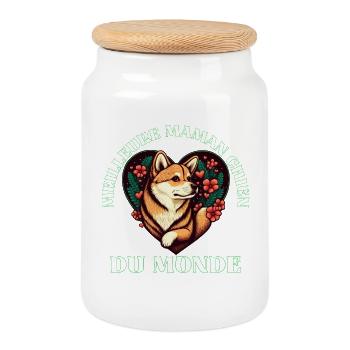 Meilleur Maman Chien du Monde - Boîte à biscuits avec couvercle en bois - blanc - Devant