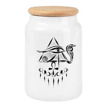 Oeil d’Horus Œil d’Horus - Boîte à biscuits avec couvercle en bois - blanc - Devant