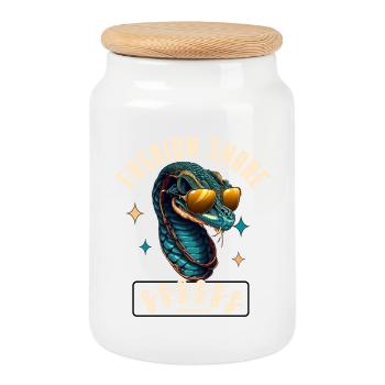 Serpent Glam Couture - Boîte à biscuits avec couvercle en bois - blanc - Devant