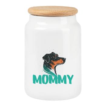 Dog Mommy Attitude Puppies - Cookie Jar with Wooden Lid - white - Front