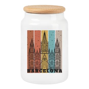 Panneaux de façade gothique Barcel - Boîte à biscuits avec couvercle en bois - blanc - Devant