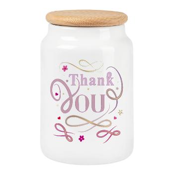 thank you, Danke - Keksdose mit Holzdeckel - Weiß - Vorne