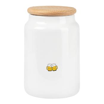 Beers Over Iron Circular Logo - Cookie Jar with Wooden Lid - white - Front