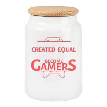 Alle Männer sind gleich, aber am besten werden sie Gamer - Keksdose mit Holzdeckel - Weiß - Vorne