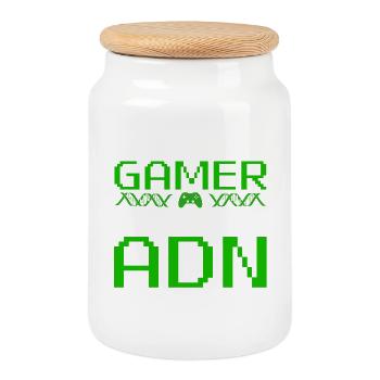 Natural Born Gamer: Gaming Is My DNA - Cookie Jar with Wooden Lid - white - Front