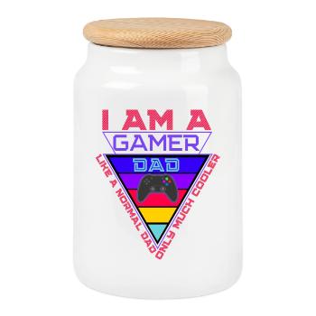 Gamer Dad Triangle Pride - Cookie Jar with Wooden Lid - white - Front