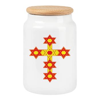 Judéo-chrétien - Boîte à biscuits avec couvercle en bois - blanc - Devant