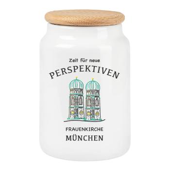 Munich, cathédrale emblématique, Frauenkirche, Bavière - Boîte à biscuits avec couvercle en bois - blanc - Devant