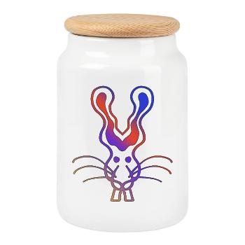 Angry Rabbit - Keksdose mit Holzdeckel - Weiß - Vorne
