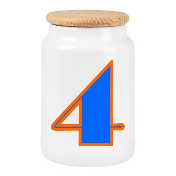 4 YEARS,4TH BIRTHDAY,4 YEARS,FOUR - Cookie Jar with Wooden Lid - white - Front
