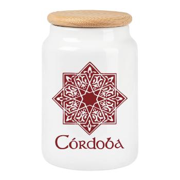 Cordoue 2 (rouge) - Boîte à biscuits avec couvercle en bois - blanc - Devant