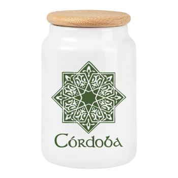 Cordoue 2 (vert) - Boîte à biscuits avec couvercle en bois - blanc - Devant