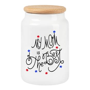 Fête des mères - Boîte à biscuits avec couvercle en bois - blanc - Devant