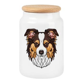 J’aime mon Border Collie - Boîte à biscuits avec couvercle en bois - blanc - Devant