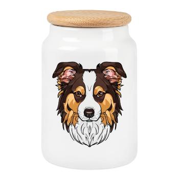 J’aime mon Border Collie - Boîte à biscuits avec couvercle en bois - blanc - Devant