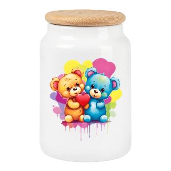 Love is a Bear Necessity - Cookie Jar with Wooden Lid - white - Front