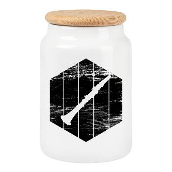 Clarinet sketch - Cookie Jar with Wooden Lid - white - Front