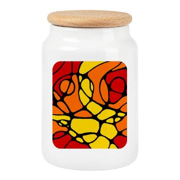 Neurografik modernes abstraktes Design - Keksdose mit Holzdeckel - Weiß - Vorne