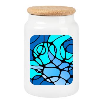 Conception abstraite moderne neurographique - Boîte à biscuits avec couvercle en bois - blanc - Devant