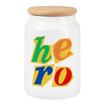 Hero Block Buchstaben-Design - Keksdose mit Holzdeckel - Weiß - Vorne