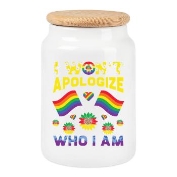 LGBT, arc-en-ciel, pride - Boîte à biscuits avec couvercle en bois - blanc - Devant
