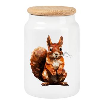Eichhörnchen im Polygon Stil - Keksdose mit Holzdeckel - Weiß - Vorne